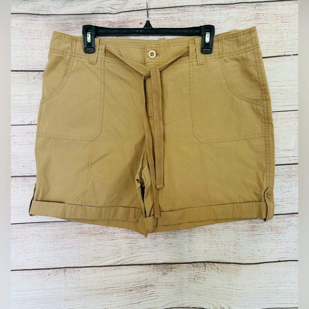 G.H. Bass & Co Women’s Tan 100% Cotton Drawstring Cuffed Shorts Size 16
